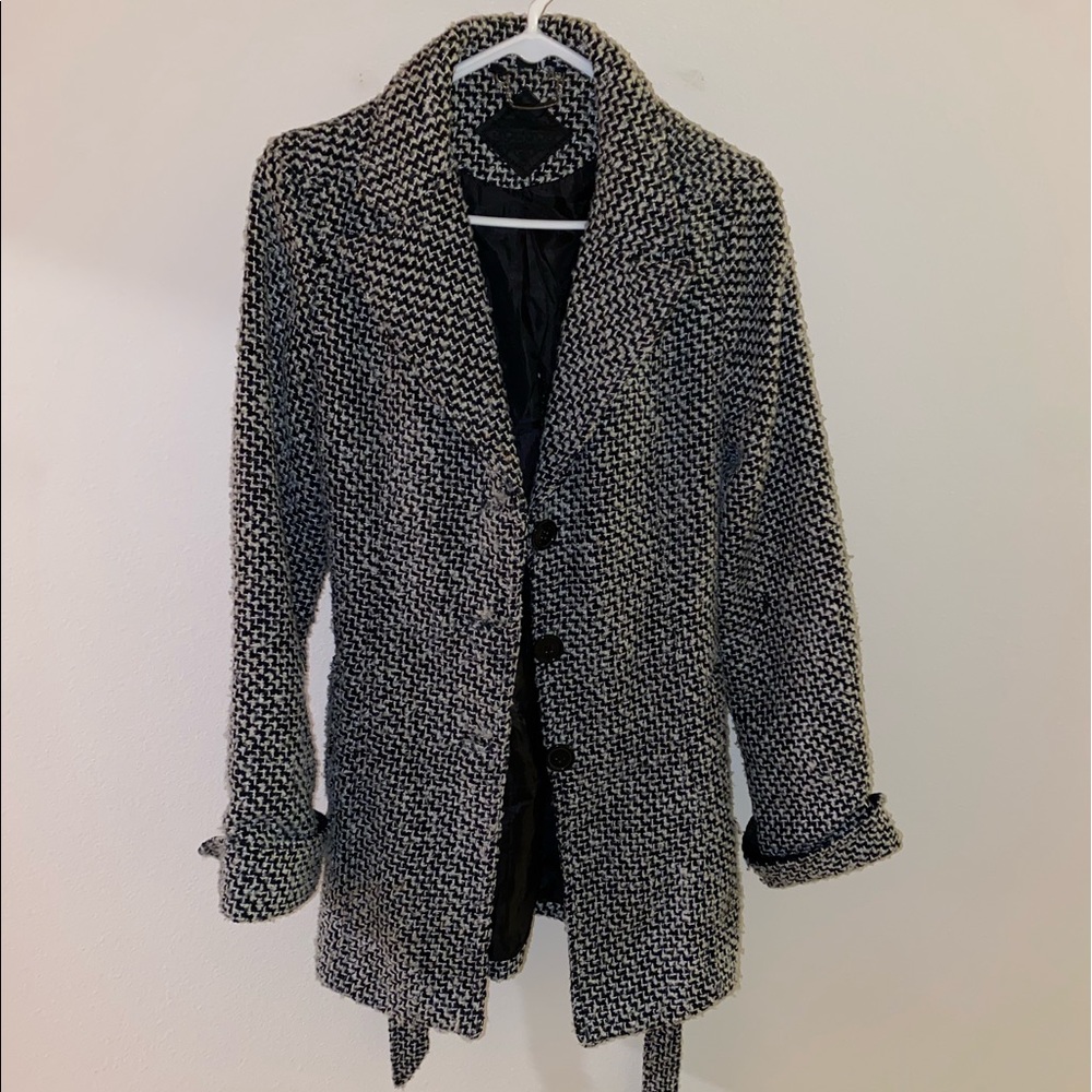 Black & White Patterned Dress Coat